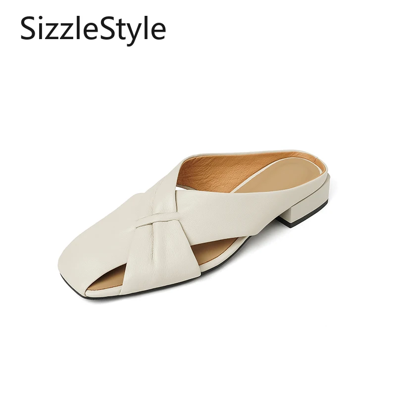 

Женские тапочки ручной работы из натуральной овечьей кожи с закрытым носком, на блочном каблуке 3 см, на эластичной подошве без шнуровки, светло-розовый, бежевый