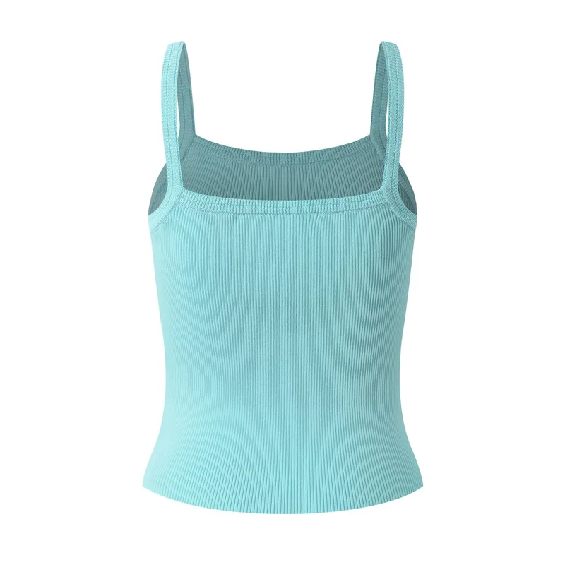 Women Knitted Cotton Sleeveless Tops Beading Camis Tops