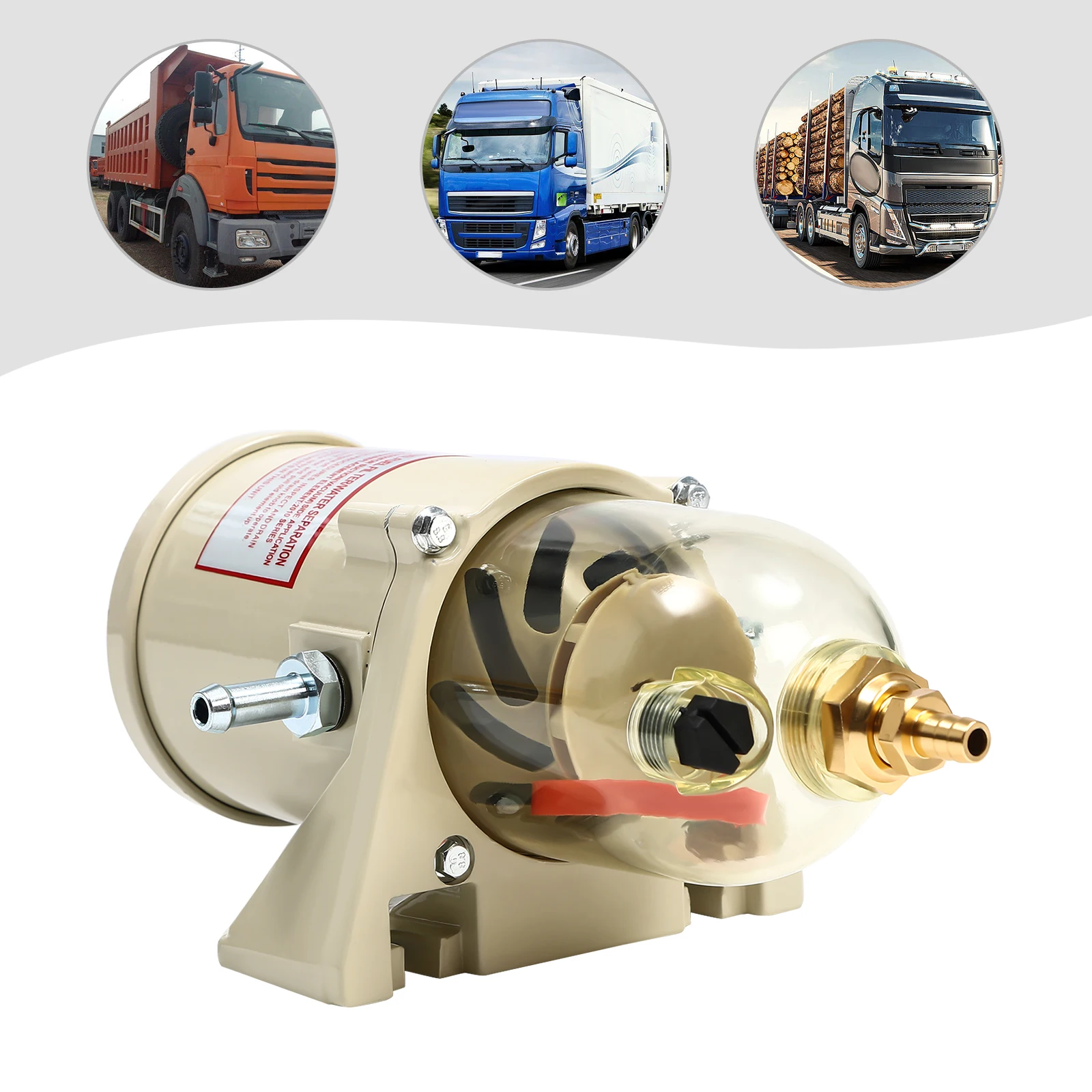 Séparateur d'eau et d'huile en alliage d'aluminium, 60GPH 500FG 500FH pour camion, filtre à carburant pour bateau Diesel avec fenêtre d'observation 227L/H