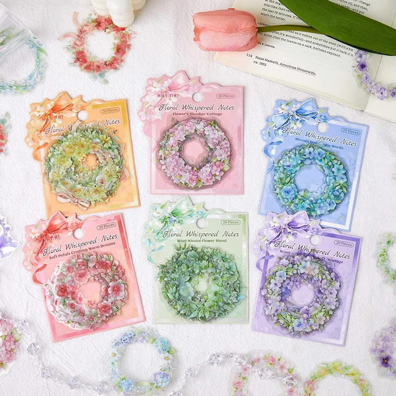 6packs/lot kawaii Stationery Sticker Flowers and Notes in Soft Whispers junk journal Decorative Scrapbooking DIY Craft Sticker