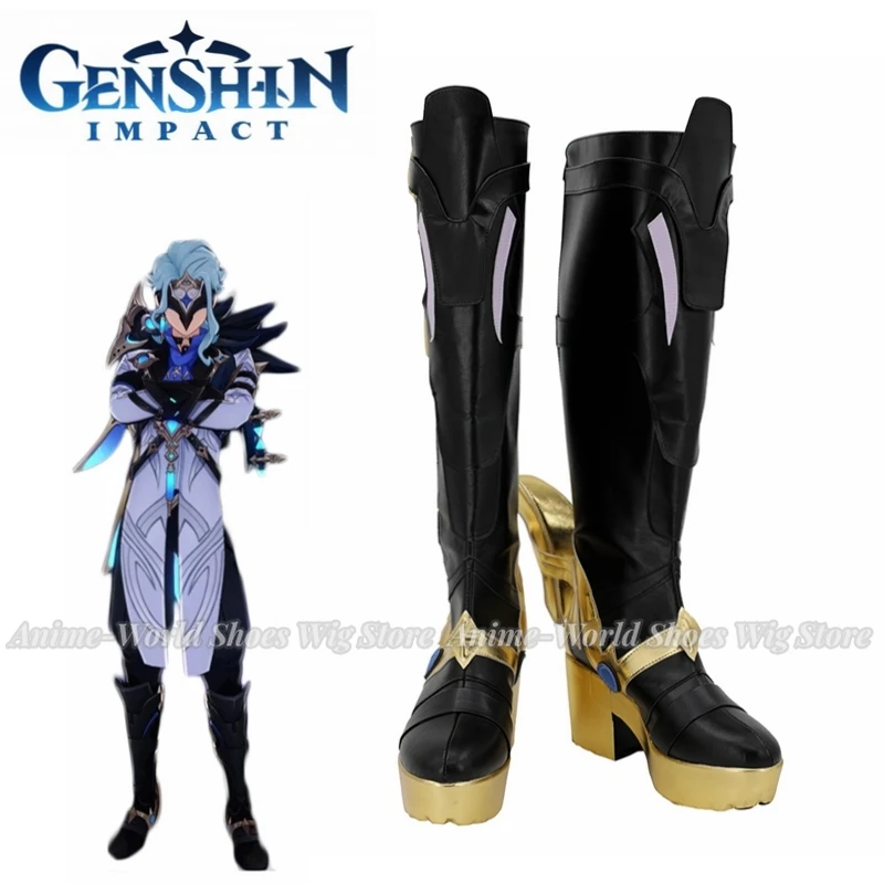 

Genshin Impact II Dottore Cosplay Boots The Doctor Black Shoes Custom Made Any Size for Unisex