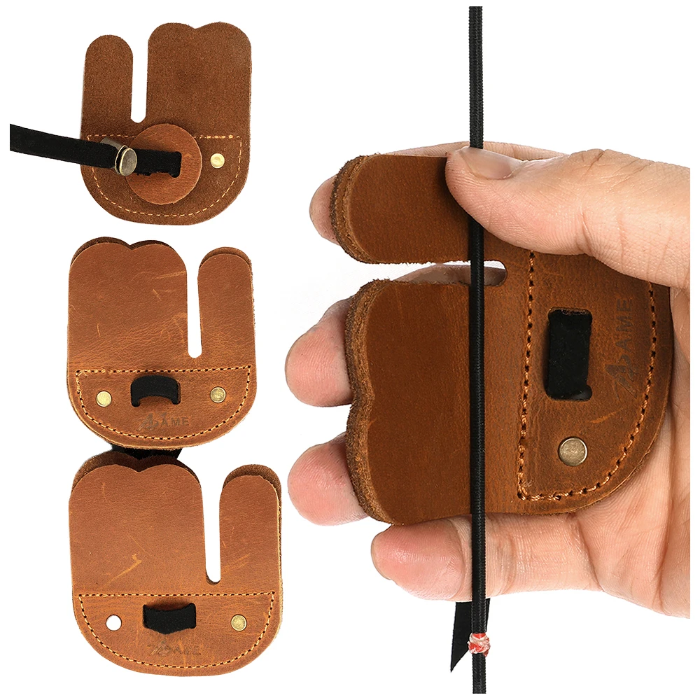 

Archery Finger Guard Cowhide S M L Sizes Bowstring Protector Tab for Traditional Recurve Bow Hunting Shooting Target Practice