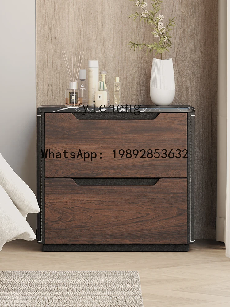 

BD Minimalist Bedside Table Solid Wood Home Marble Bedside Cabinet Light Luxury Premium Master Bedroom Locker