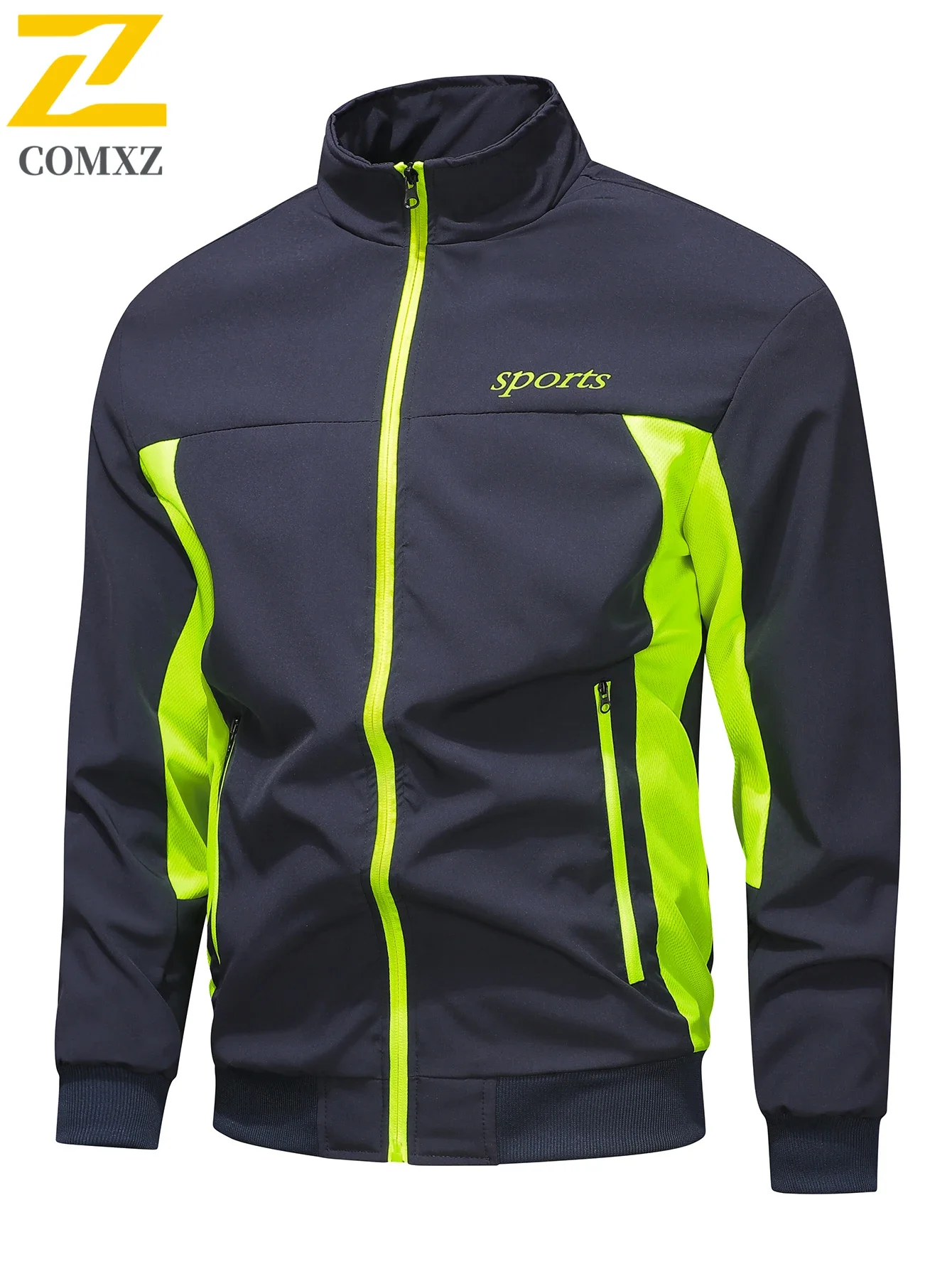New Running Sports Jacket Men's Casual Contrast Breathable Jackets Autumn Camping Mountain Climbing Sportswear stand collar Coat