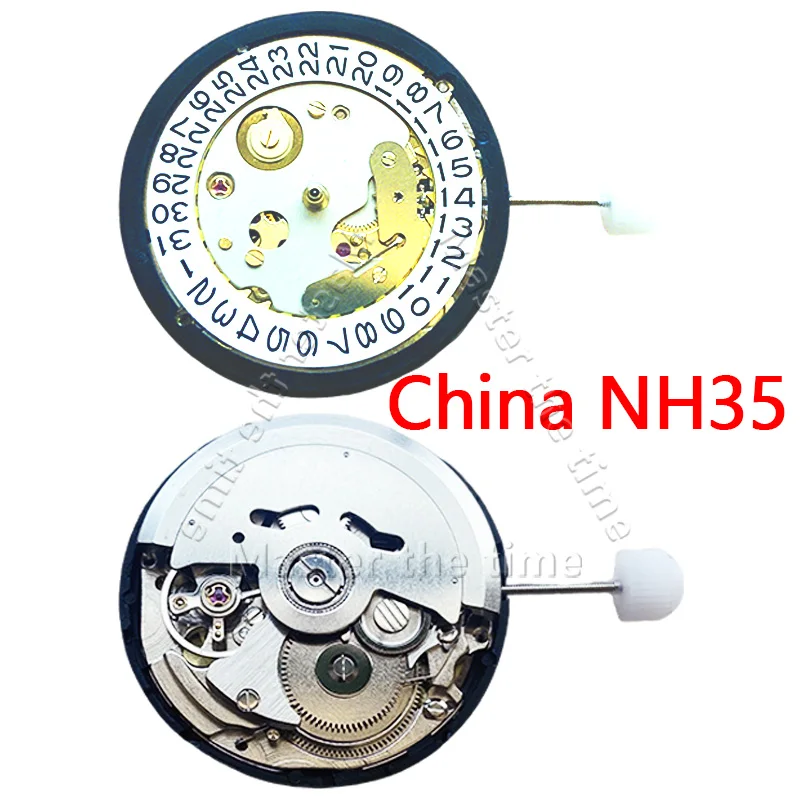Nova China fez NH35 movimento mecânico automático de alta precisão 24 joias mod relógio substituição japão NH35A data às 3:00