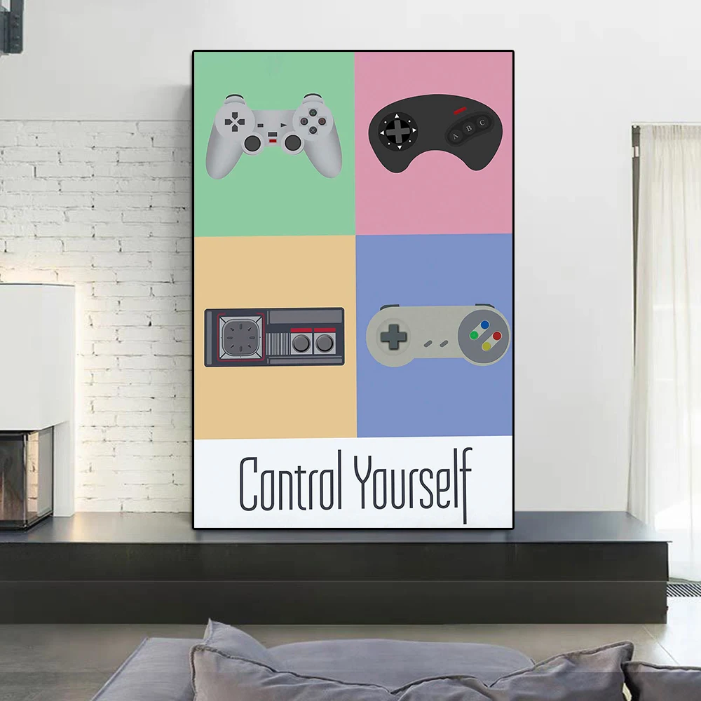 

Gaming Room Wall Art Mural Abstract Game Graffiti Canvas Painting Gamepad Comic Poster And Print Bedroom Home Decoration Gift