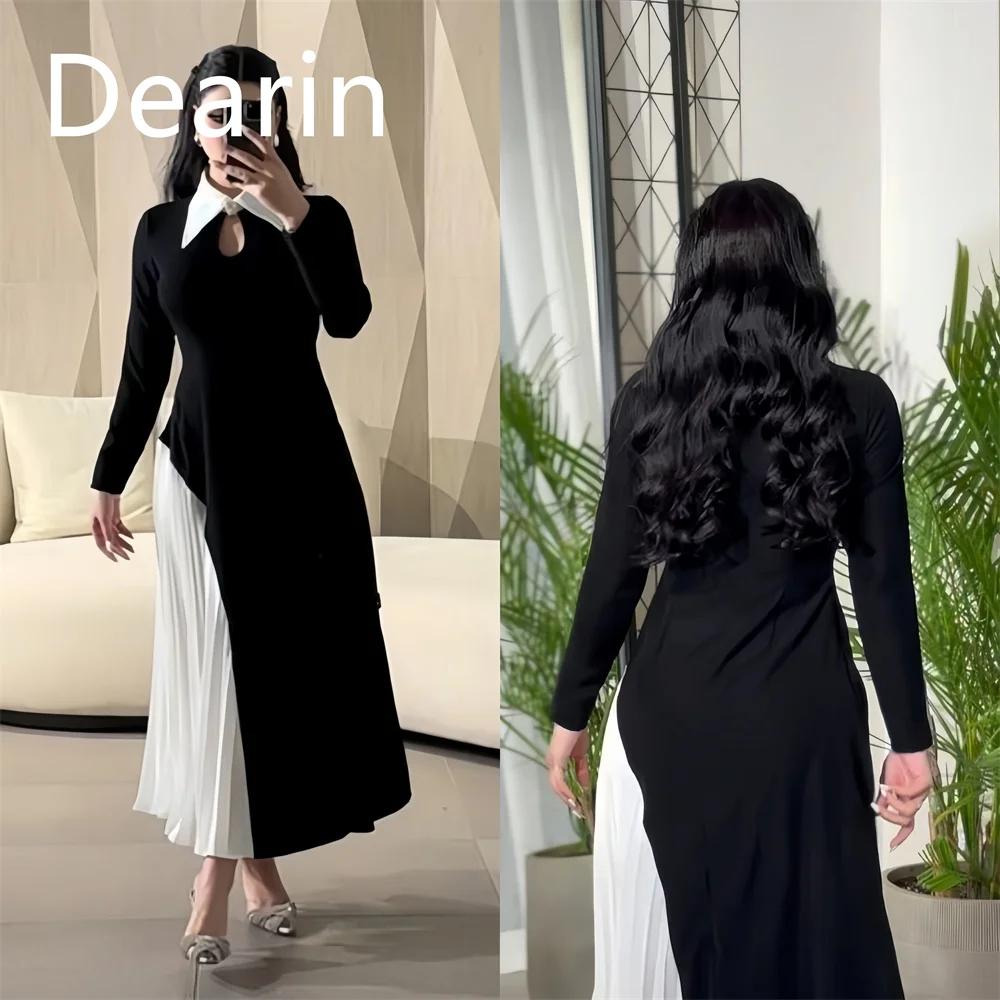 

Customized Saudi Arabia Dearin Jewel Column Ankle Length Skirts Draped Bespoke Occasion Dresses Prom Gown Evening Formal Dress