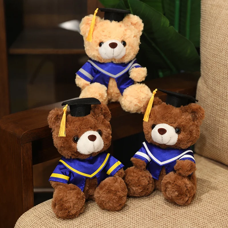 Kawaii Dr.Teddy Bear Plush Toy Cute Stuffed Animals Lovely Bears Cosplay Doctorial Hat Plush Doll Graduation Ceremony Gift Decor