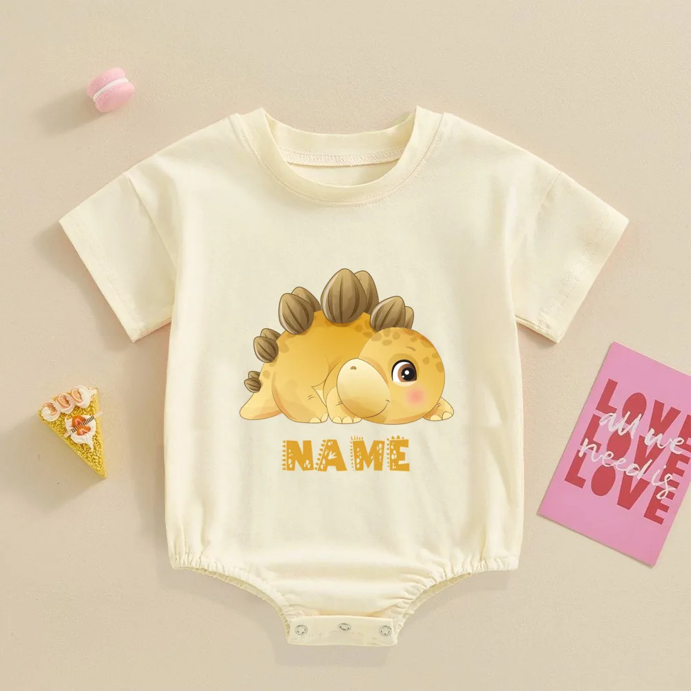 Personalised Dinosaur with Name Baby Bubble Romper Newborn Summer Oversized Bodysuit Toddler Large Jumpsuit Infant Shower Gift