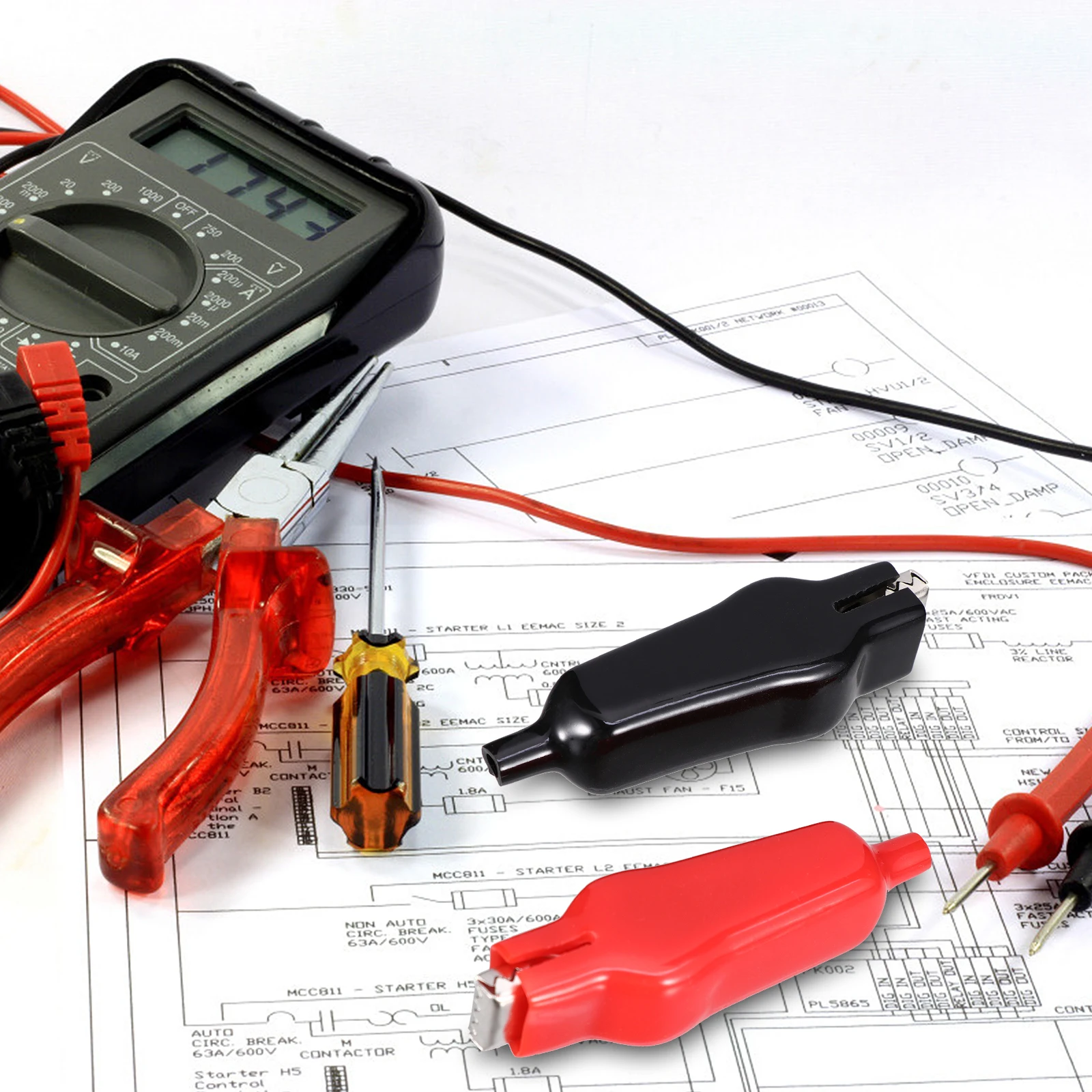 

8 pcs Crocodile Clips Electric Test Leads Alligator Copper Insulated Durable Strong Bite Charging Clamp Multimeter Probe