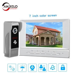 WIRED Video Intercom System 7 Inches Video Doorbell Door System Kits Support Unlock Monitoring for Villa Home Office Apartment