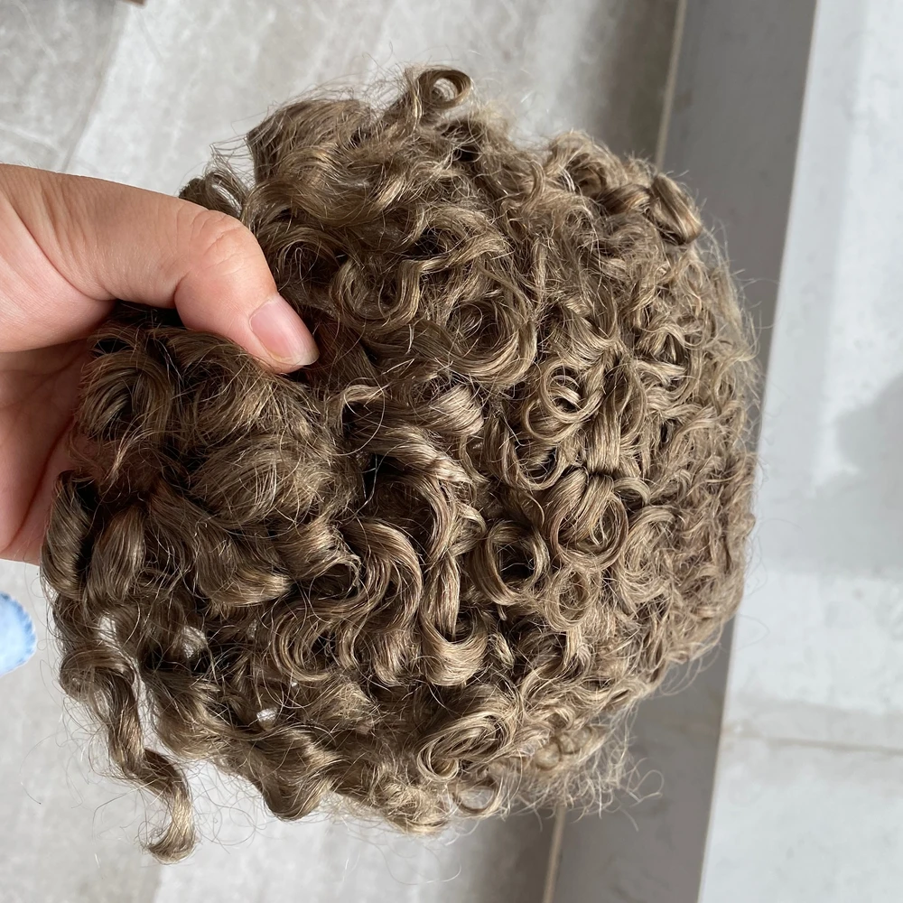 Undetectable Micro Thin Skin 20mm Curly Men's Toupee 100% Human Hair Durable Capillary Prosthesis Vloop Natural Hairline System