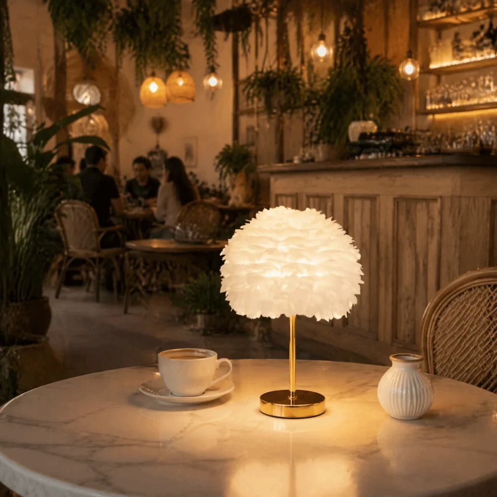 Nordic Style Feather Lamp Shade Soft Decorative Warm Feather Lamp Shade Cover Replacement Shade Decorative Shade