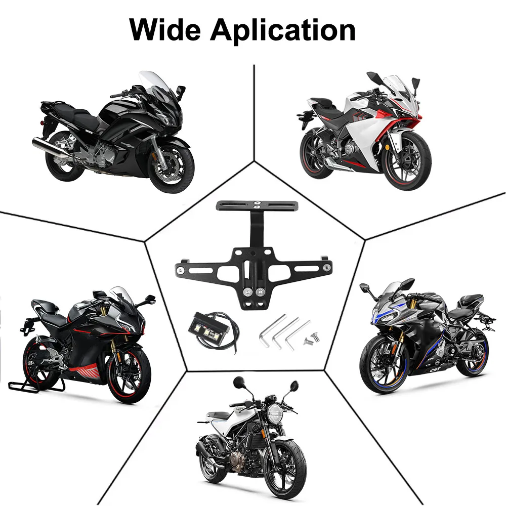 Aluminum Fender Eliminator Kits Universal CNC Motorcycle License Number Plate Bracket LED Light Rear Turn Signal Lamp Holder