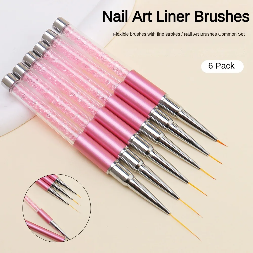 Set di pennelli per nail art da 6 pezzi: pennelli per la fodera per il design dello smalto gel, penne da disegno per piccoli dettagli