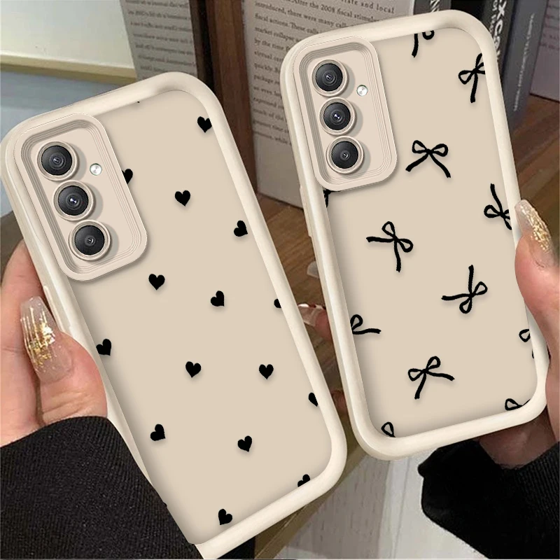 Black Love Heart Bowknot Case for Samsung Galaxy A20 A30 A54 A05 A05S A34 A24 A14 A53 A33 A23 A13 A32 A22 A12 A71 A51 A31 A50 view 2