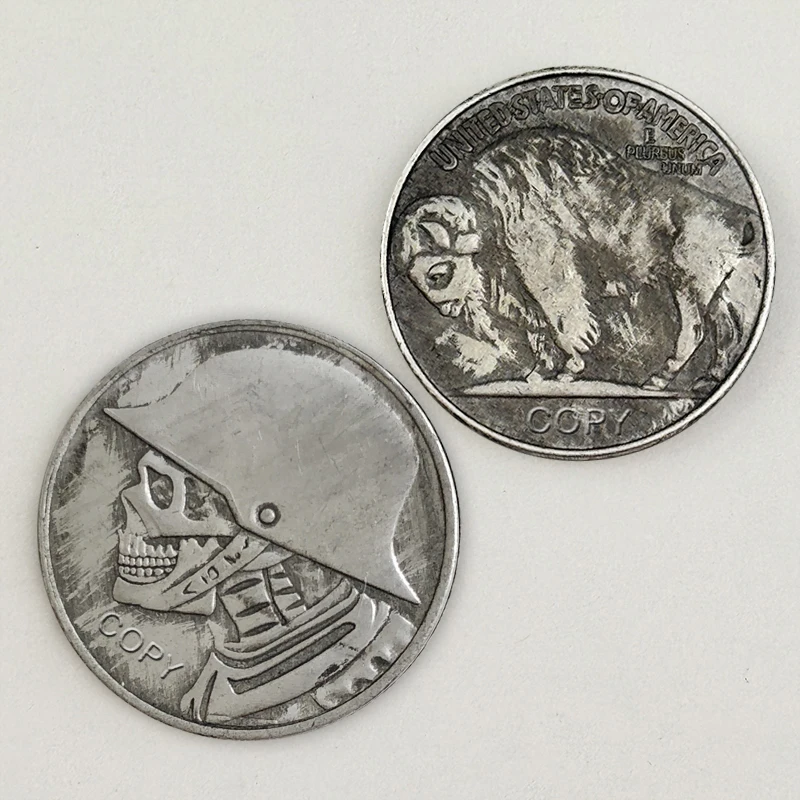 

21mm American Hooded Skeleton Soldier Wandering Copy Coin,Hobo Commemorative Medal,Home Decoration, Magic Prop, Collectible Gift