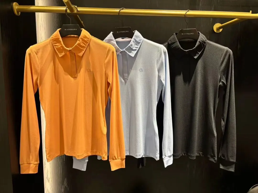 ST ANDREWS Women Golf Polo Shirt 2026 Summer Long Sleeve Breathable Sports Top Casual Slim Fit Golfwear