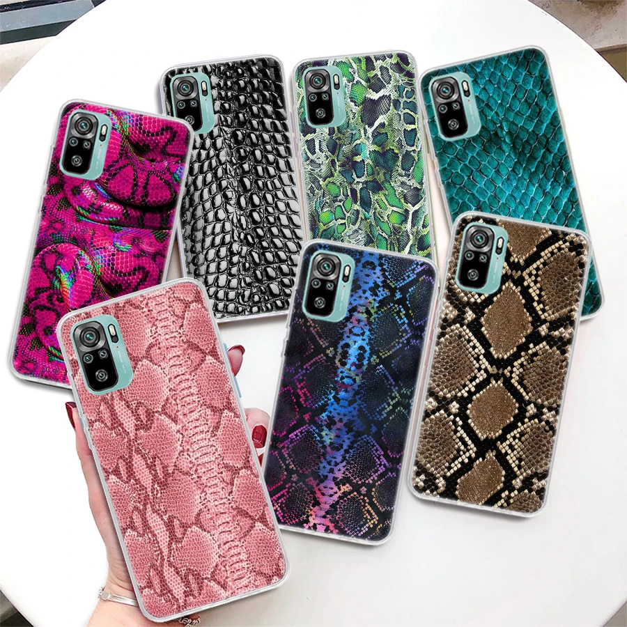 Pink Snake Skin Printing Drawing Coque Phone Case For Xiaomi Redmi Note 13 12S 12 11S 11T 11E Pro Plus 11 10 10S 9 9S 8 8T 5G Co