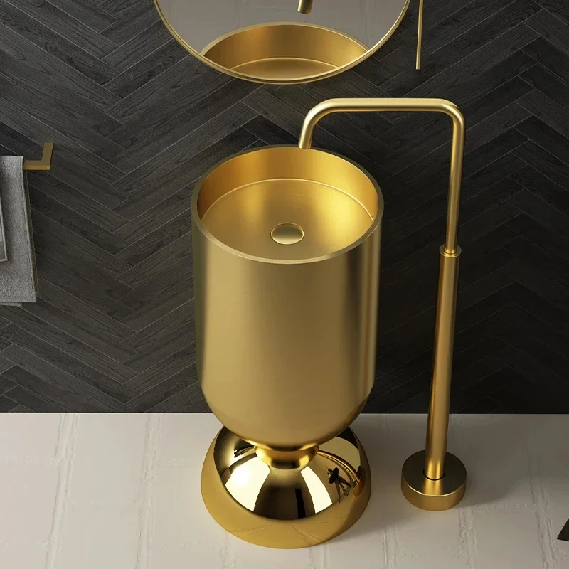Cup appearance stainless steel wash basin column basin Hotel wash basin single integrated floor standing column