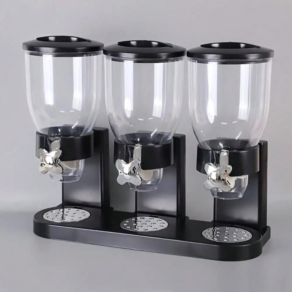 1pc Cereal Dispenser With 3-Section Storage Bucket – Oatmeal, Snacks & Dry Goods Organizer, One-Pour Design, Lightweight Durable Plastic, Stackable Pantry Solution For Kitchen Countertop Or Cabinet Use