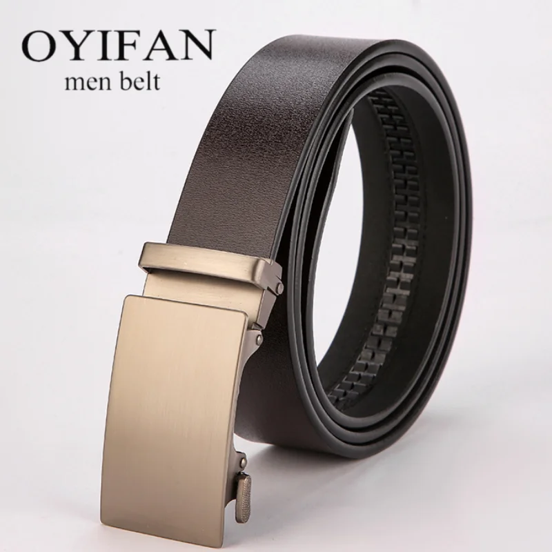

Мужской ремень из натуральной кожи, металлическая автоматическая пряжка, ремни из коровьей кожи с храповым механизмом для джинсов, кожаный ремень, ремни для мужчин, брюки, пояс