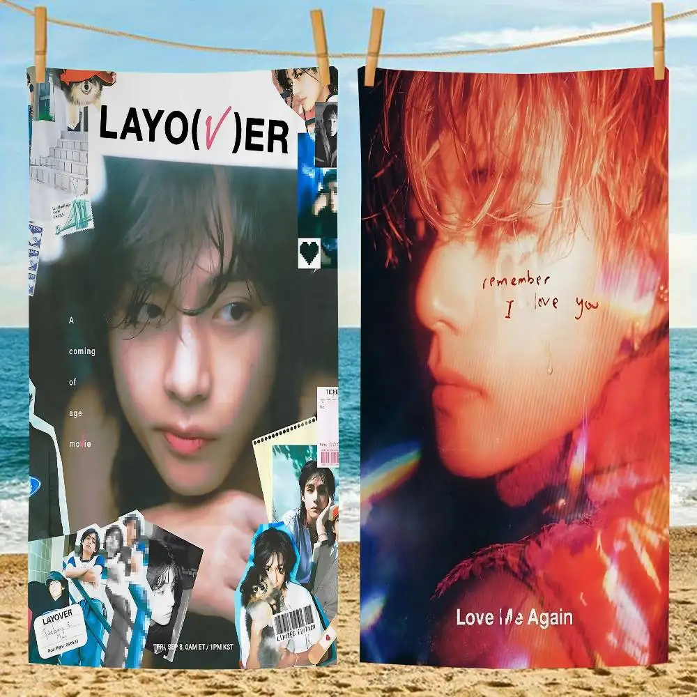 Singer Kpop K-Kim T-Tae H-Hyung V Microfiber Blanket Quick Drying Beach Towels Oversized Printing Super Absorbent Pool Towel
