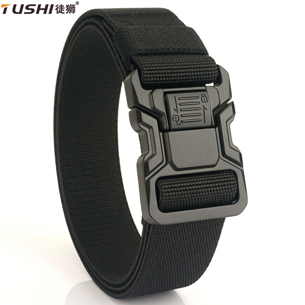 

TUSHI новый ремень из алюминиевого сплава, быстросъемная пряжка, эластичные ремни для мужчин, прочный тактический ремень, ковбойский ремень для охоты на открытом воздухе