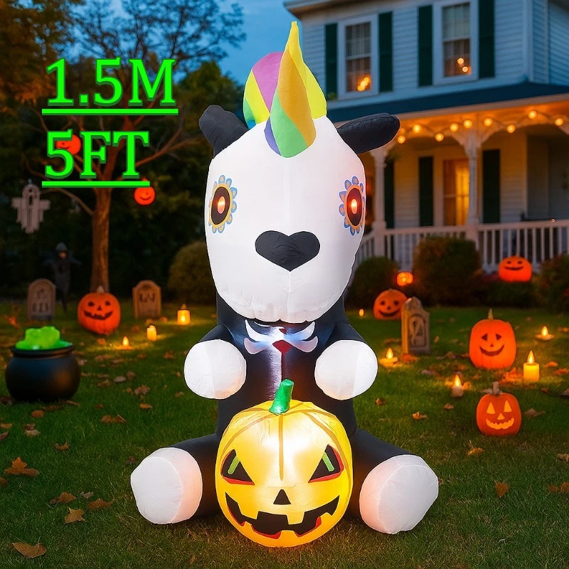 

1,5 м/5 футов вечерние и праздничные украшения «сделай сам» на Хэллоуин, надувная игрушка, скелет, единорог, тыква для наружного двора, газон, зал, декор, реквизит