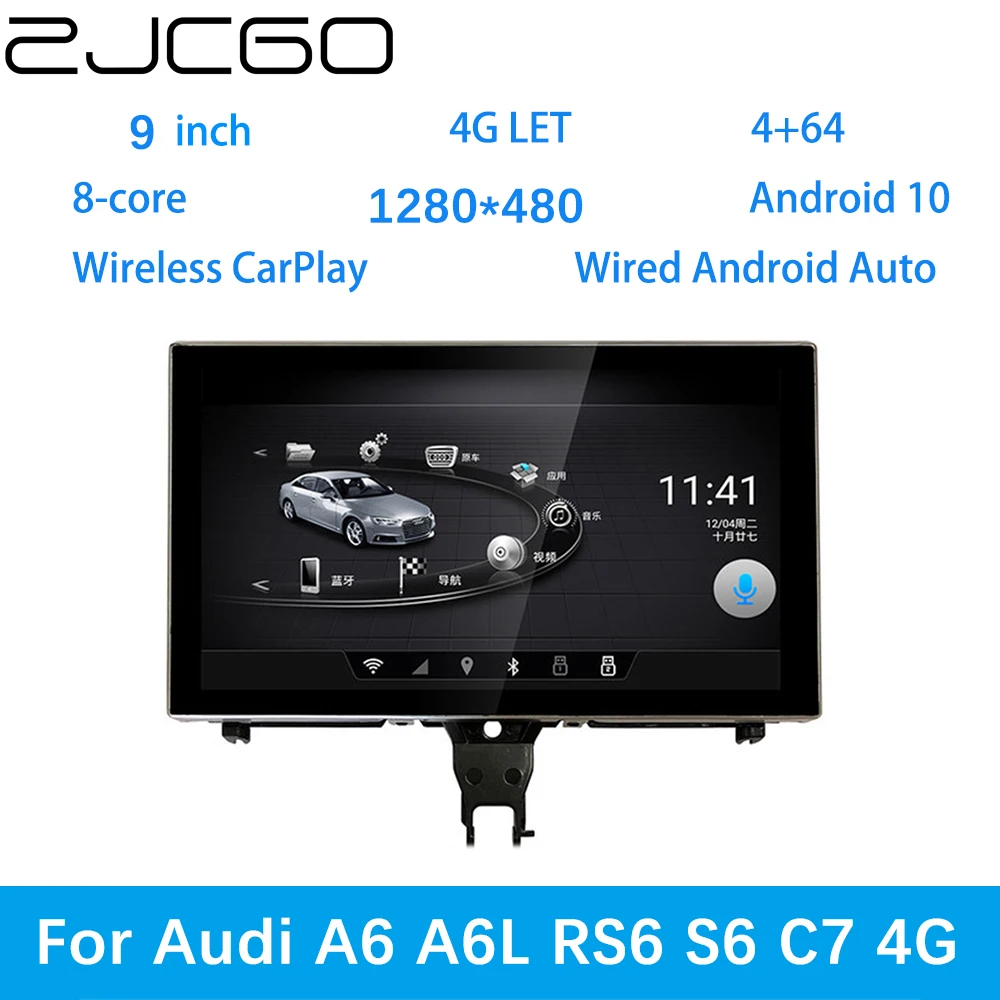 

ZJCGO Car Multimedia Player Stereo GPS DVD Radio Navigation Android Screen MMI MIB System for Audi A6 A6L RS6 S6 C7 4G 2011~2018