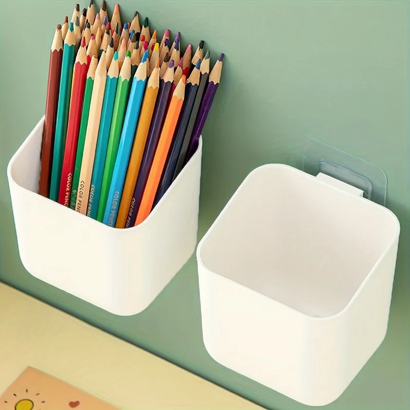 Desktop Storage Box,Desktop Storage Artifact,Hanging Student Stationery Box,Pen Holder Hanging Basket Sticky Wall-mounted