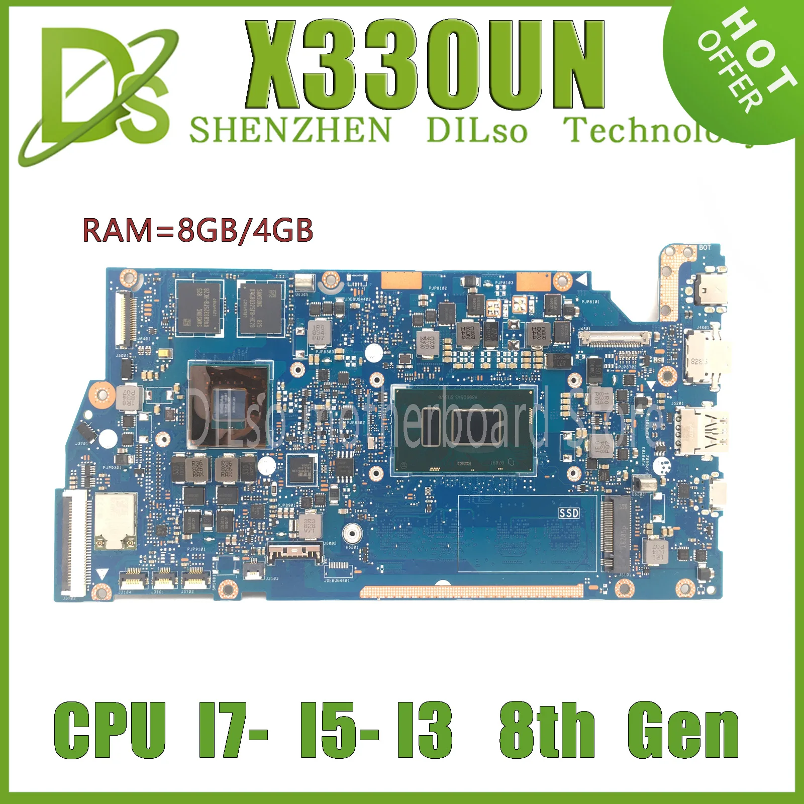 

KEFU X330UN Motherboard For ASUS VivoBook S13 X330U I330UN Notebook Mainboard I3-8130U I5-8250U I7-8550U 4GB/8GB-RAM 100% Test