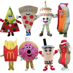 Donut Cartoon Mascot Costume Hamburger Pizza Hot Dog French Fries Adult Walking Cosplay Halloween Party Performance Props