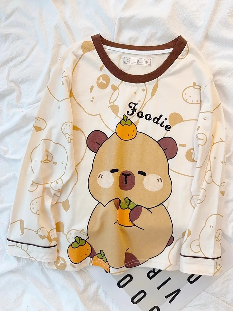 

Детский комплект одежды из чистого хлопка Long Sve, весенне-осенняя домашняя одежда для мальчиков и девочек начальной и средней школы...