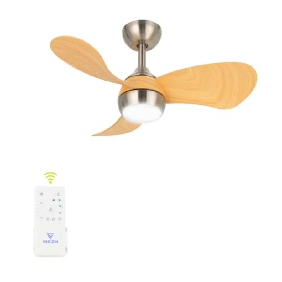 

Ceiling Fan with Light for Bedroom: 30 Inch Small Quiet Ceiling Fan with Remote Control - 6 Speeds and 3CCT - DC Motor Reversib