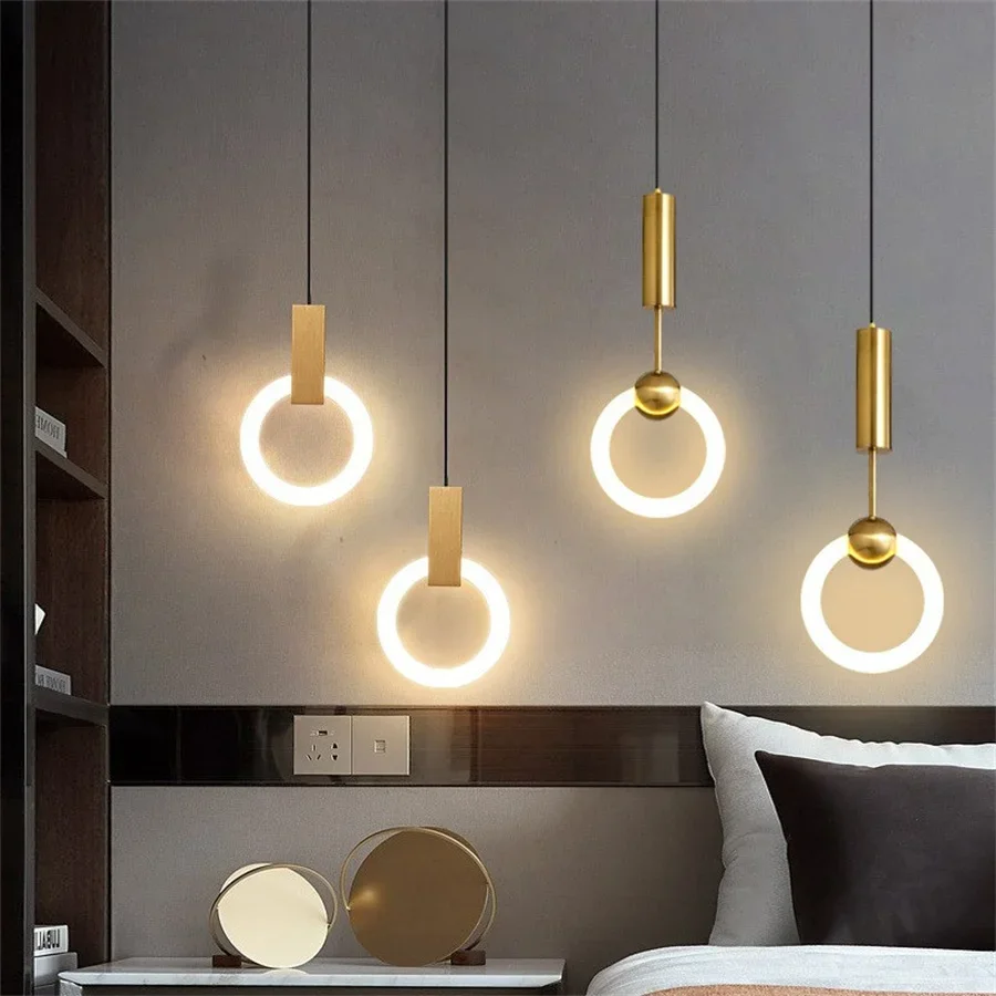 1PC Single Double Head Nordic Bedside Hanging Lamp Cafe Bar Restaurant Pendant Lamp Bedroom Suspension Long-line Pendant Light