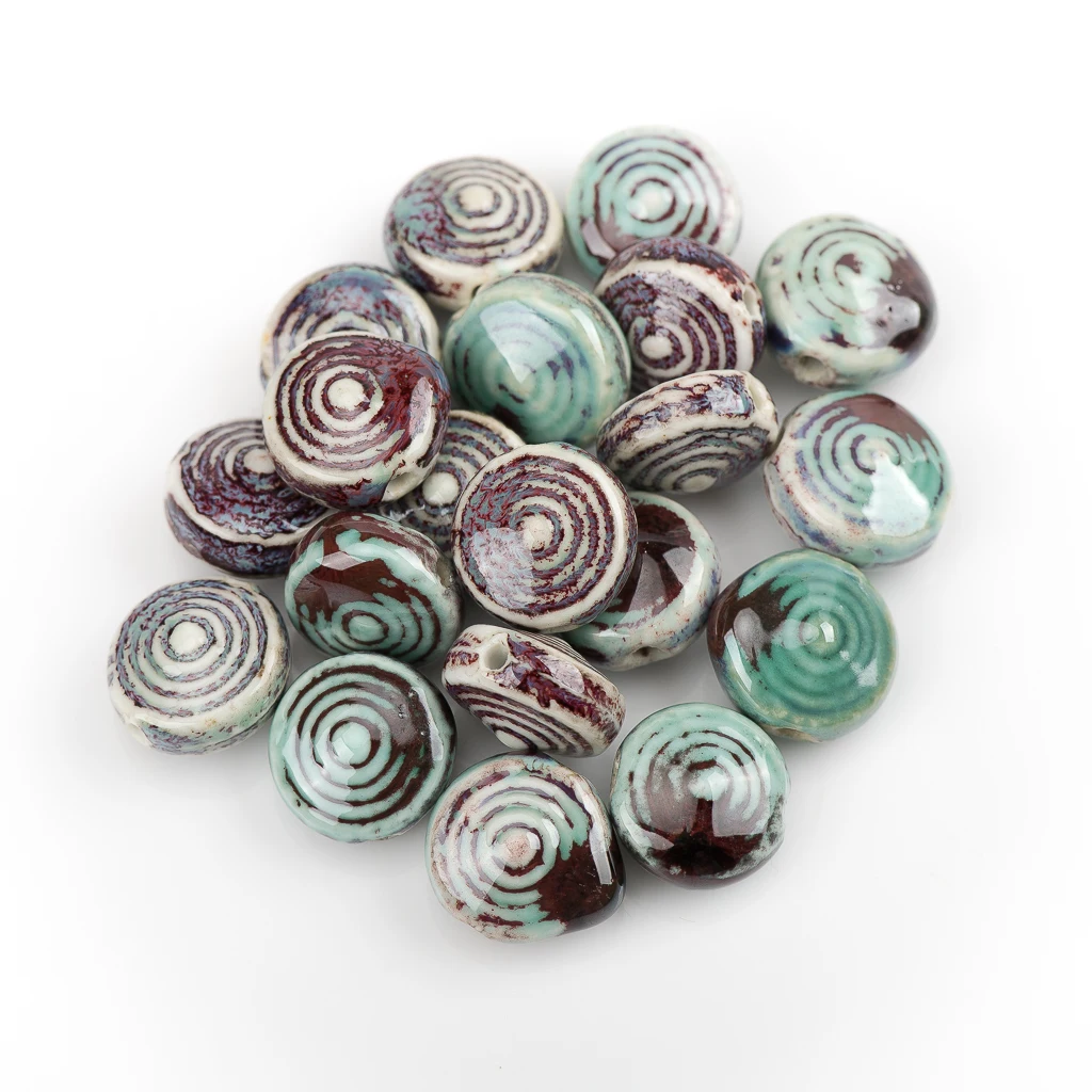 20pcs Various Styles Green Color Special-shaped Ceramic Beads Diy Material For Necklaces Bracelets #1208