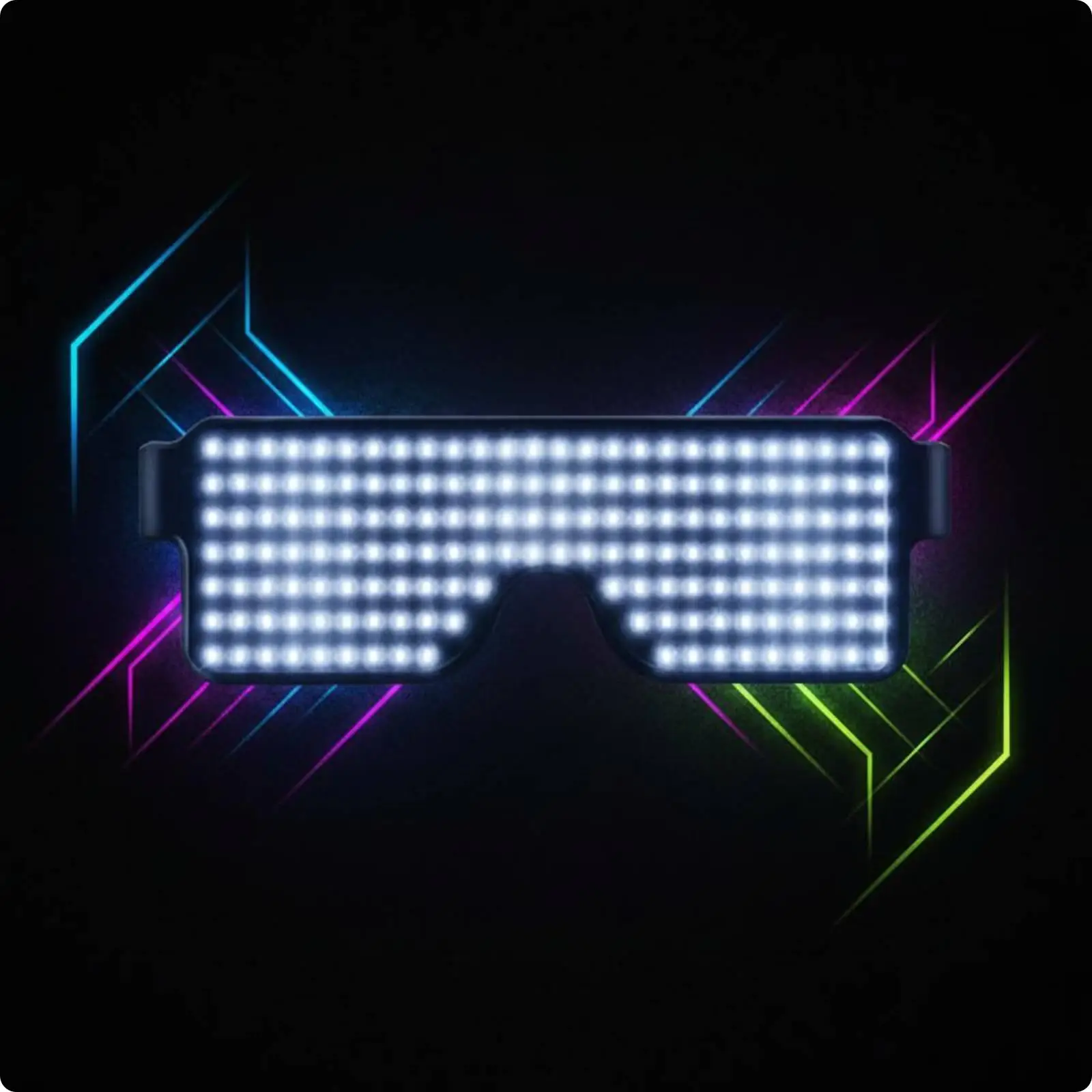 Rechargeable LED Glowing Glasses Dynamic Display Party Eyewear USB Charging Light Up Spectacles for Anime Cosplay