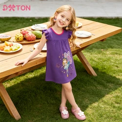 DXTON Summer Casual Dresses For Girls Flying Sleeve Toddler Girls Dress Sequin Butterfly Princess Dress Children Costumes 3-12Y