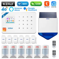 KERUI W184 4G WIFI GSM sistema de alarma Kit Tuya aplicación inteligente Control alarma inalámbrica Detector de movimiento Sensor de puerta antirrobo soporte Alexa