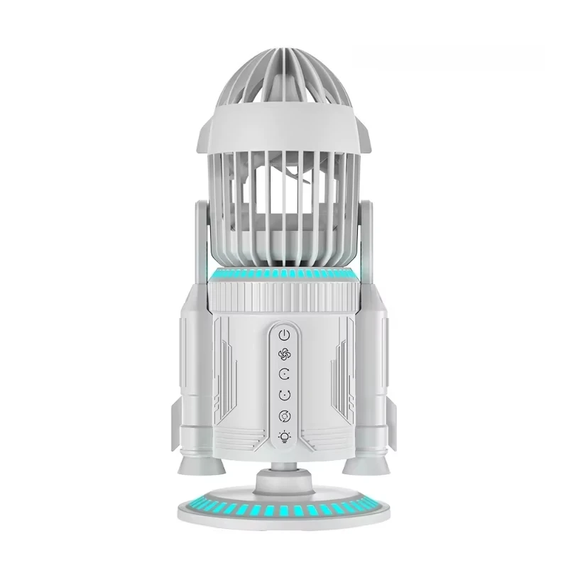 

RK-1 Multifunctional Rocket Fan Dual Drive Spray System RGB Colorful Silent Fan Creative Desktop Ornaments Toy