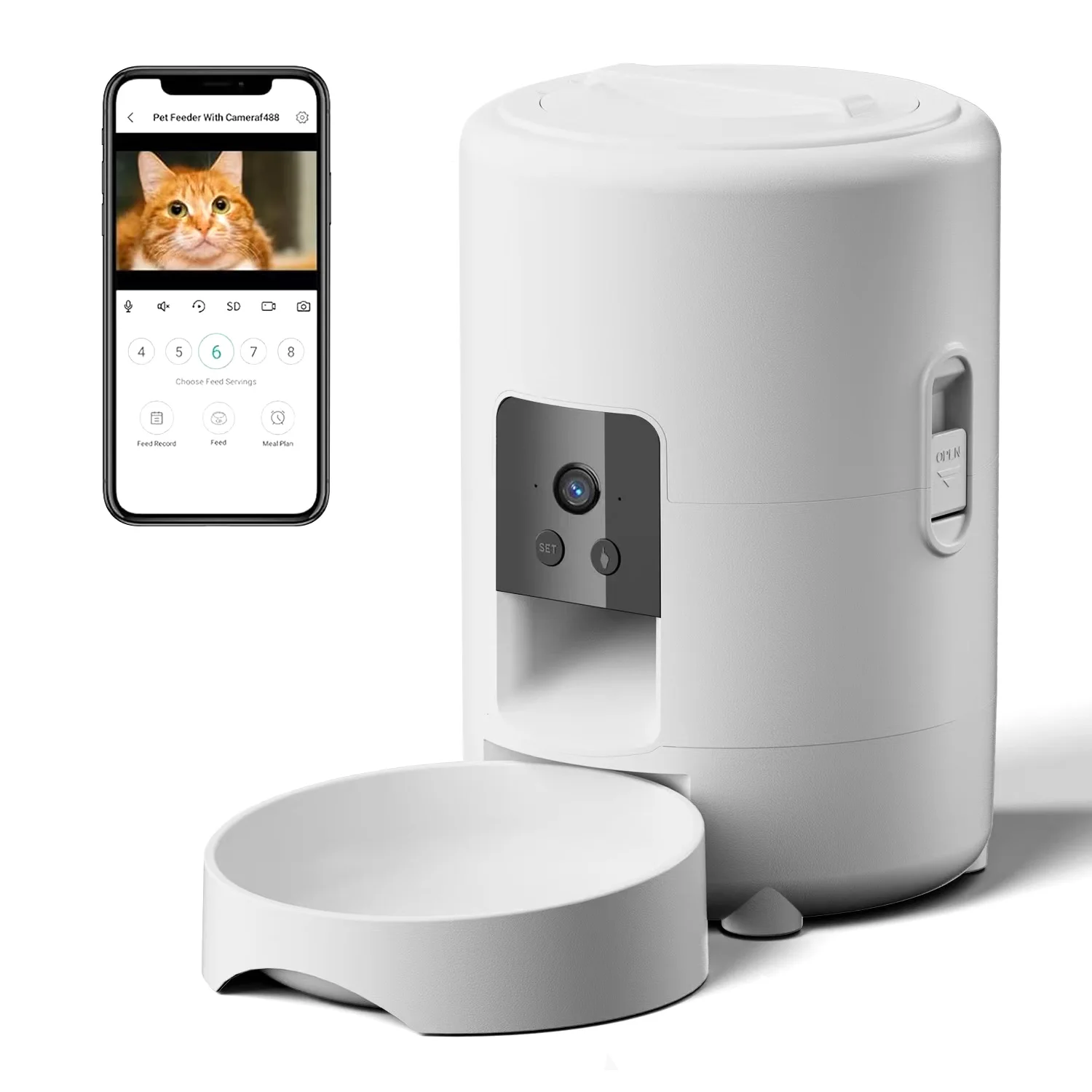 

STLF2L Automatic Cat Feeder with Cameras1080P HD Video with Night Vision 2.4G WiFi Smart Pet Feeder with Cameras