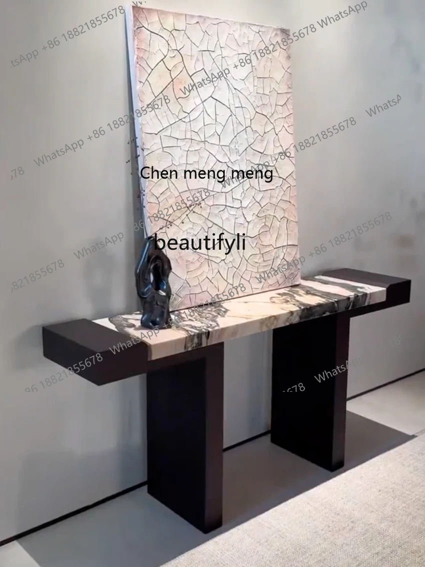 

Natural Imported Marble Luxury Stone Console Table Wall-Mounted Sideboard Living Room Italian Minimalist Table H