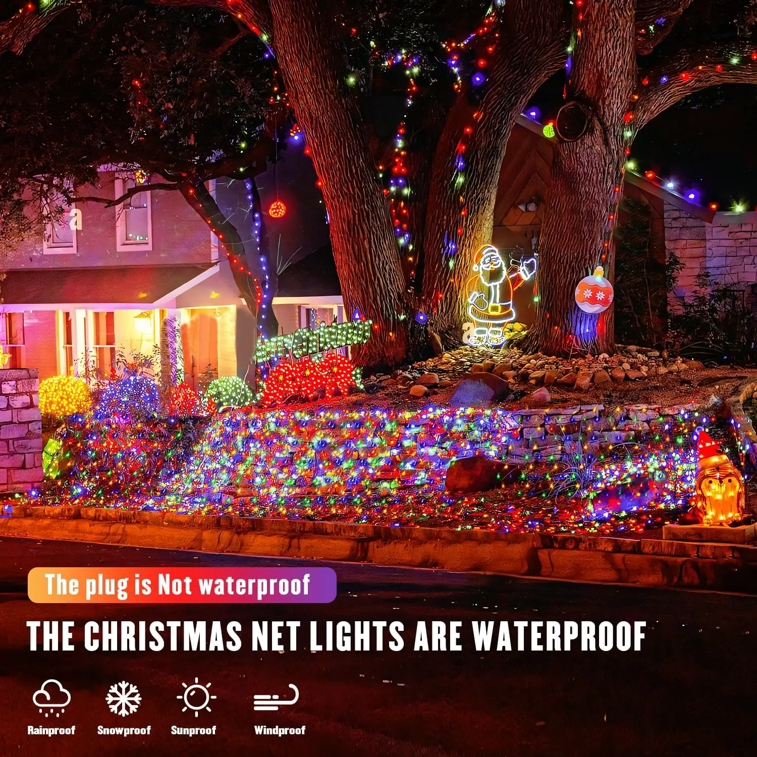 360 LED Christmas Net Lights Outdoor Mesh Lights 12ft x 5ft Waterproof Bush Net Lights 8 Modes with Remote Connectable