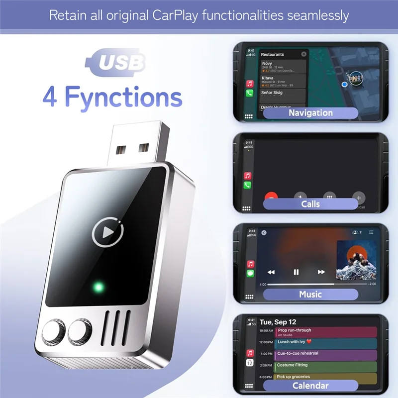 B92B-2 In 1 Wireless Carplay Adapter For Android Auto & Carplay Adapter Smart Car Interconnection AI Box Wireless Car Adapter