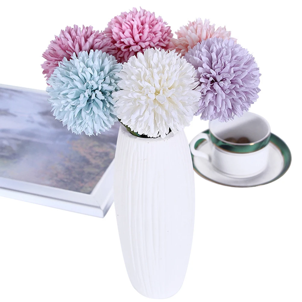 

10pcs Artificial Chrysanthemum Ball Flowers Lifelike Silk Flower Decor Home Office Coffee Party Wedding Bouquet Blue