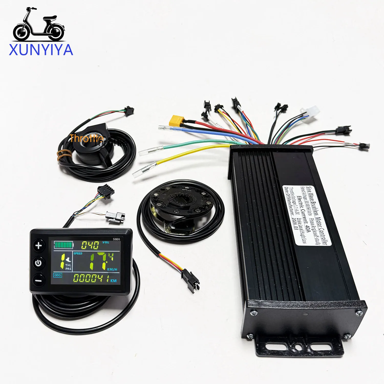 40A 1000W-2000W Sine Wave Brushless Motor Controller 36V 48V 64V S866 Color LCD Display+ PAS + Throttle Kit for Electric bicycle