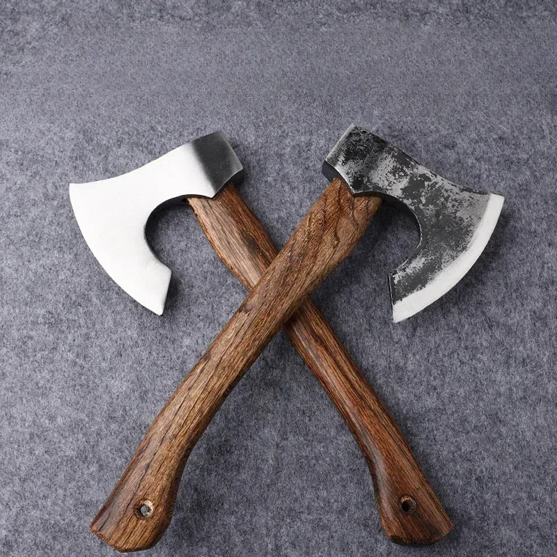 Dropship 1PCS Stainless Steel Sharp Blade Rosewood Handle Mini Axe Outdoor Camping Survival Fixed Blade Multi Knife with Holder