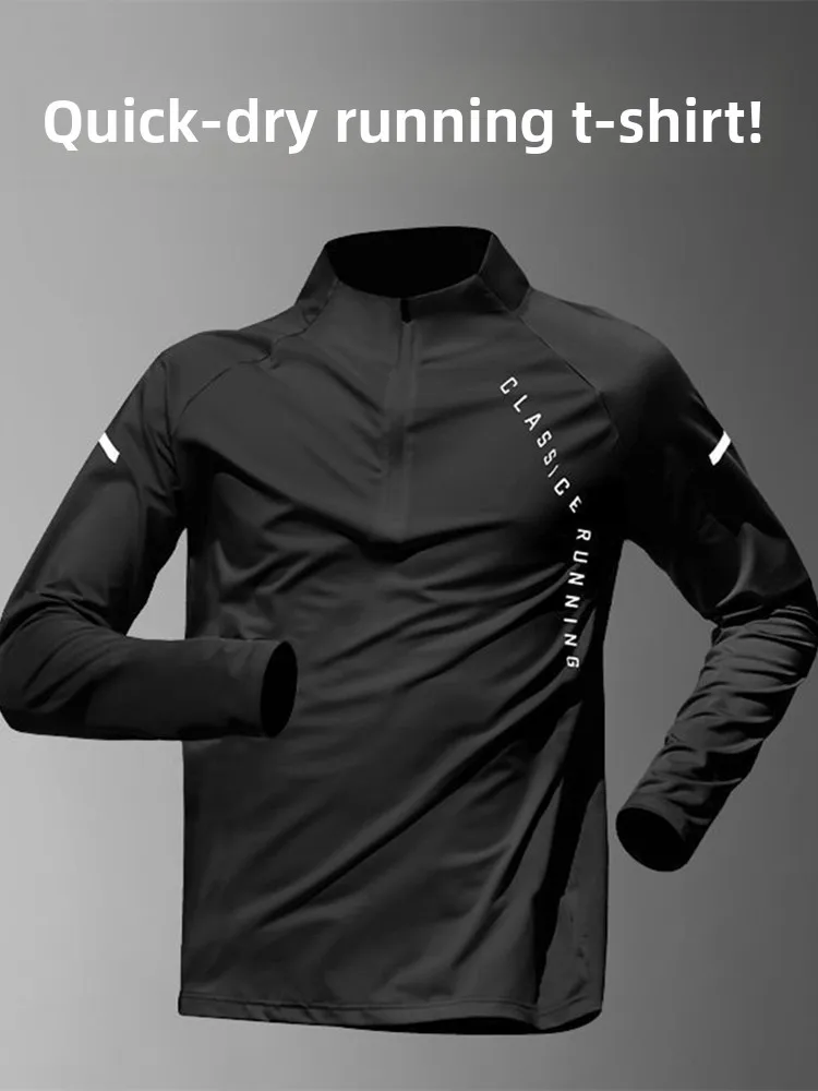 

Men's Training Long Sve T-irt Qui Dry Outdoor Running Fitn Sportswear f Zip up Top Polyester Fiber Regular Fit