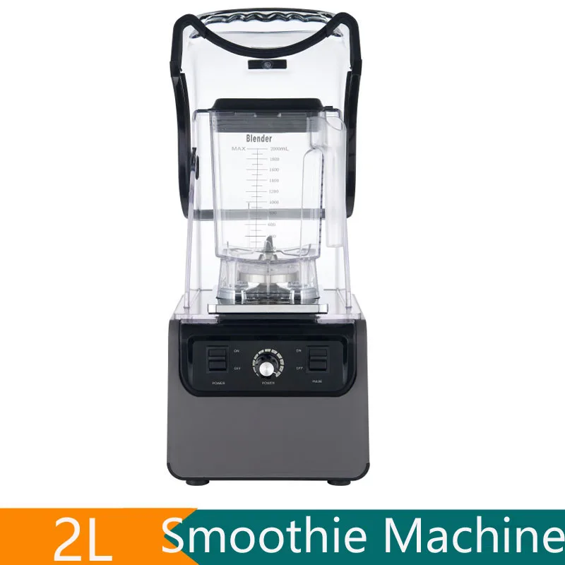 Commercial Silent Smoothie Machine Electric Multi-function High-Speed Fruit Food Blender With Soundproof Cover1800W Heavy Duty